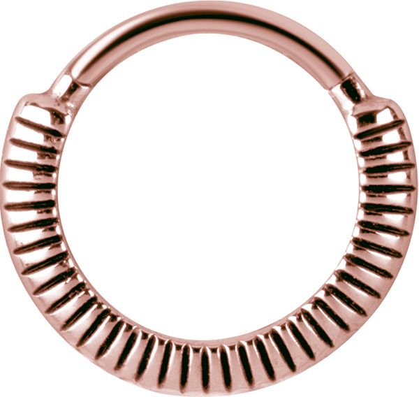 Stainless Steel Zipper Textrure Clicker Ring Rosegold PVD