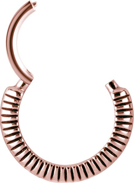 Stainless Steel Zipper Textrure Clicker Ring Rosegold PVD