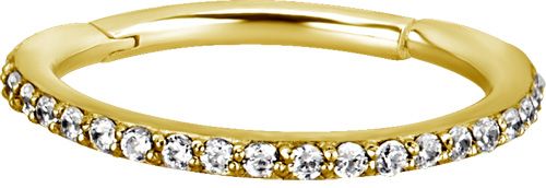 Stainless Steel Pave Set Crystal Clicker Ring Gold PVD