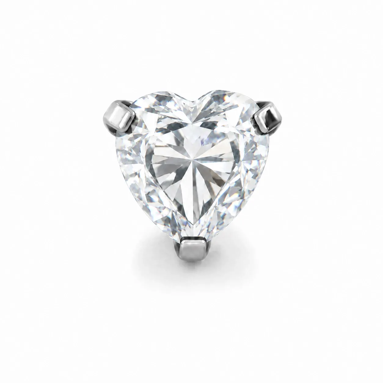 Neometal Threadless Prong Set Facetted Heart Gem - White CZ Neometal Threadless Prong Set Facetted Heart Gem - White CZ