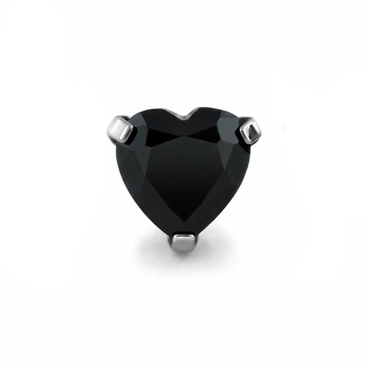Neometal Threadless Prong Set Facetted Heart Gem - Black CZ