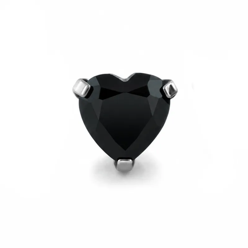 Neometal Threadless Prong Set Facetted Heart Gem - Black CZ