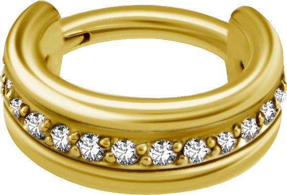 Stainless Steel Triple Flat Crystal Clicker Ring Gold PVD Stainless Steel Triple Flat Crystal Clicker Ring Gold PVD