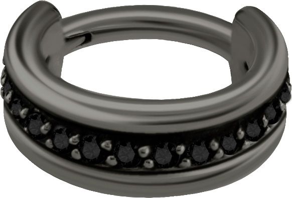 Stainless Steel Triple Flat Crystal Clicker Ring Black PVD Stainless Steel Triple Flat Crystal Clicker Ring Black PVD