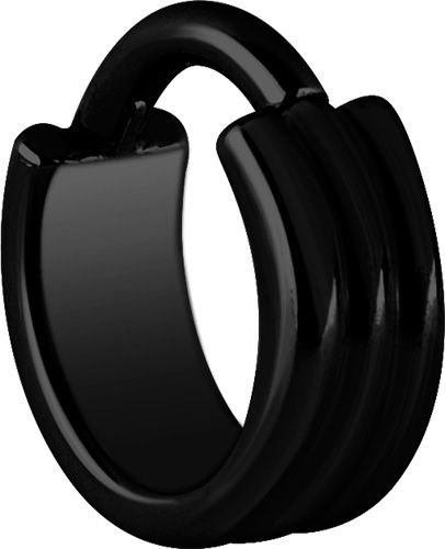 Stainless Steel Triple Flat Clicker Ring Black PVD Stainless Steel Triple Flat Clicker Ring Black PVD