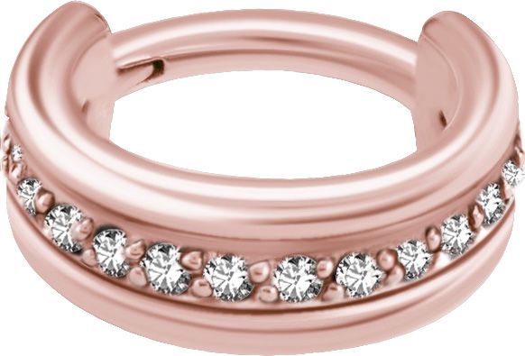 Stainless Steel Triple Flat Crystal Clicker Ring Gold PVD