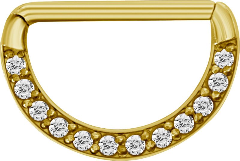 Stainless Steel Pave Set Crystal Nipple Clicker Gold PVD