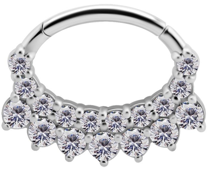 Stainless Steel Double Row Crystal Oval Daith Clicker Stainless Steel Double Row Crystal Oval Daith Clicker
