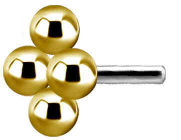 18K Solid Gold Threadless Quad-bead