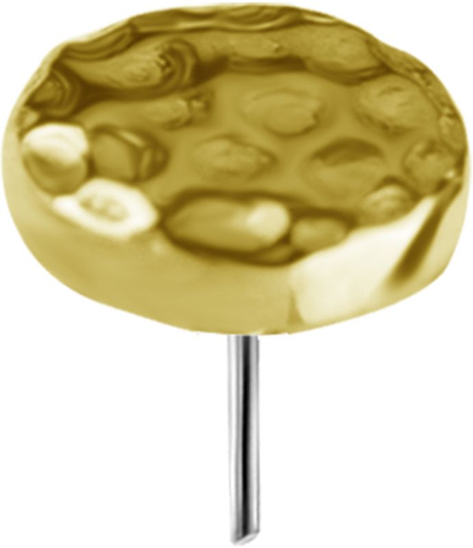 18K Solid Gold Threadless Hammered Disc