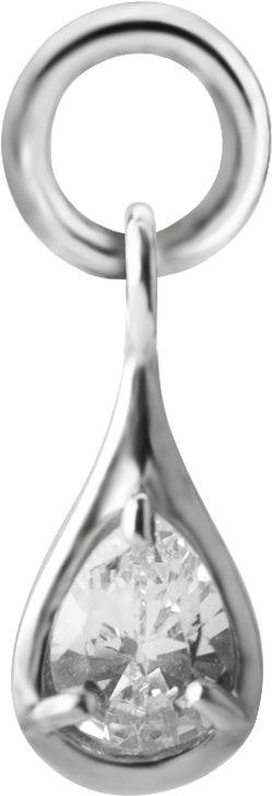 Stainless Steel Charm - Teardrop Gem