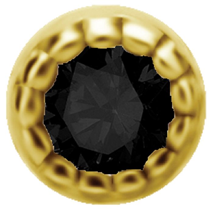 18K Solid Gold Threadless Millgrain Set With Black Spinel