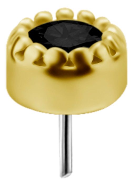 18K Solid Gold Threadless Millgrain Set With Black Spinel