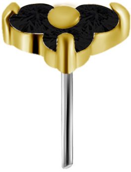 18K Solid Gold Threadless Trinity Black Spinel