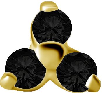 18K Solid Gold Threadless Trinity Black Spinel