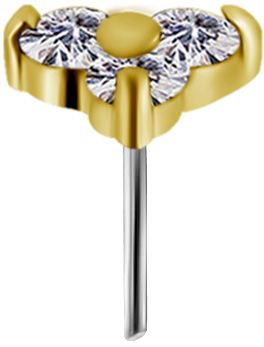 18K Solid Gold Threadless Trinity CZ
