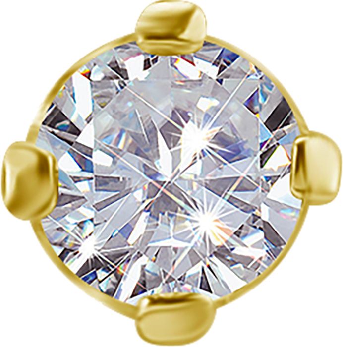 18K Solid Gold Threadless Prong Set CZ