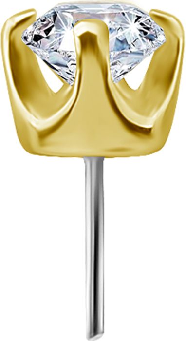 18K Solid Gold Threadless Prong Set CZ