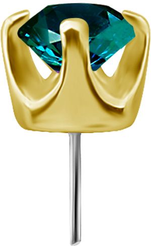 18K Solid Gold Threadless Prong Set Emerald Green Nano Gems