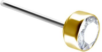 18K Solid Gold Threadless Bezel Set Crystal 18K Solid Gold Threadless Bezel Set Crystal