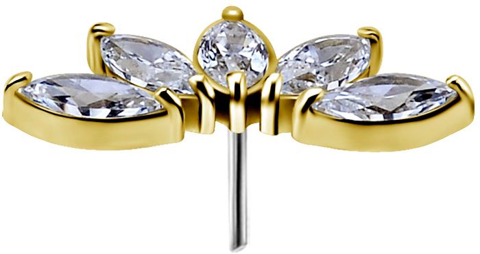 18K Solid Gold Threadless 5 Marquise Fan