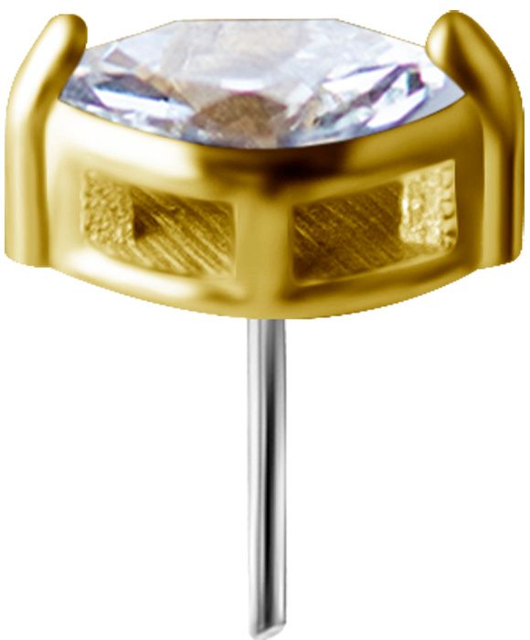 18K Solid Gold Threadless Crystal Marquise