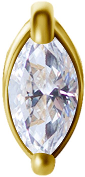 18K Solid Gold Threadless Crystal Marquise