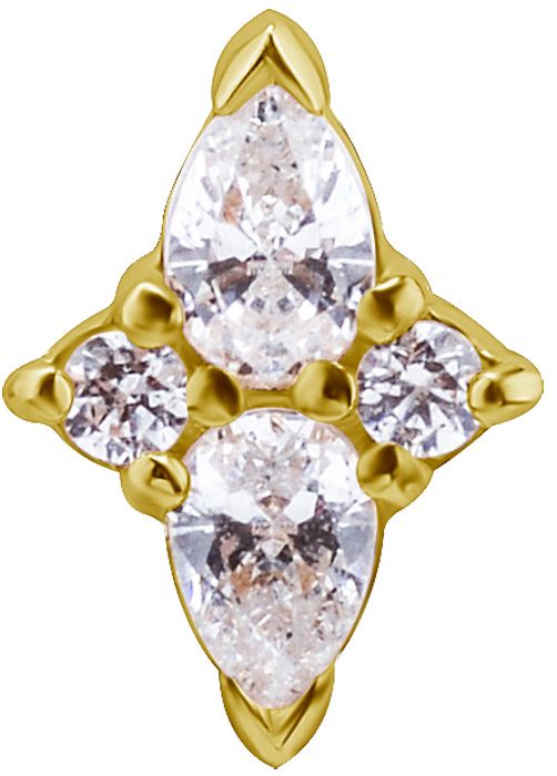 18K Solid Gold Threadless Northstar White CZ 18K Solid Gold Threadless Northstar White CZ