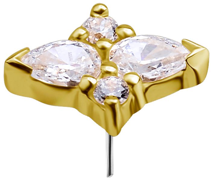 18K Solid Gold Threadless Northstar White CZ