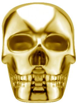 18K Solid Gold Threadless Skull