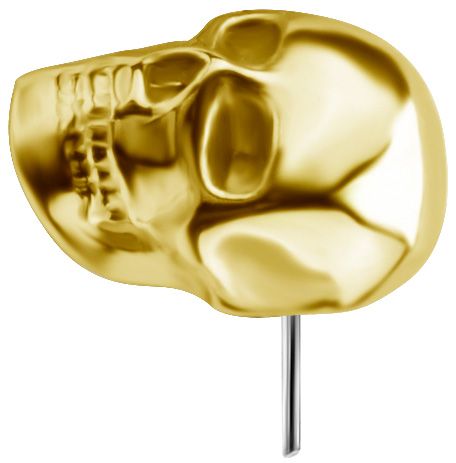 18K Solid Gold Threadless Skull