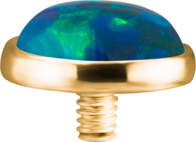 18K Solid Gold Threaded Faux-pal Cabochon - Black Opal 18K Solid Gold Threaded Faux-pal Cabochon - Black Opal