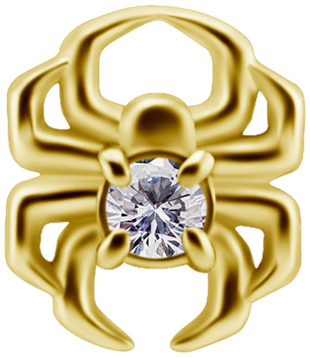 18K Solid Gold Threadless Crystal Spider 18K Solid Gold Threadless Crystal Spider