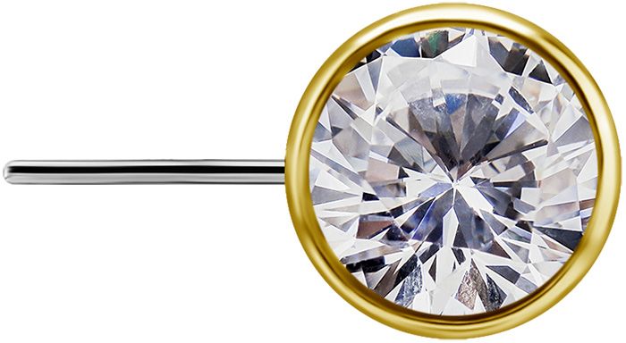 18K Solid Gold & Titanium Nipple Barbell - 5 mm Bezel