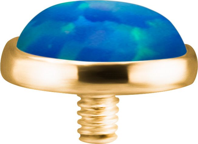 18K Solid Gold Threaded Faux-pal Cabochon - Blue Opal 18K Solid Gold Threaded Faux-pal Cabochon - Blue Opal