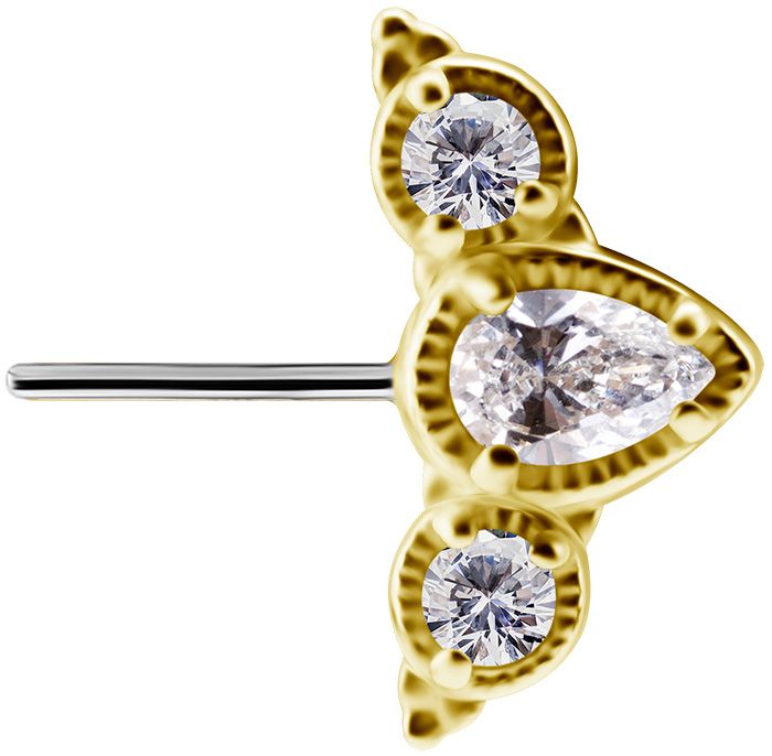 18K Solid Gold & Titanium Nipple Barbell - Teardrop Prium