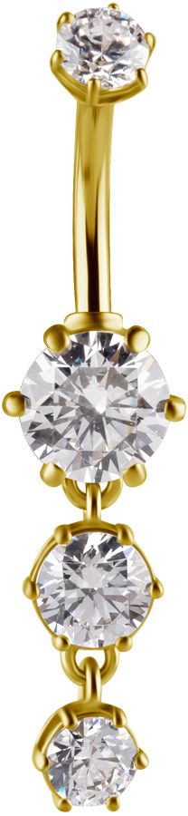 18K Solid Gold Dangle Navel Curve CZ