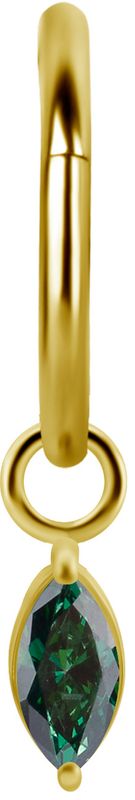 18K Solid Gold Charm - Marquise Emerald Green CZ 6 mm