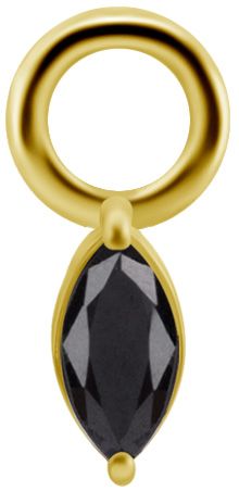 18K Solid Gold Charm - Marquise Black CZ 4 mm