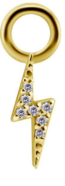 18K Solid Gold Charm - Crystal Lightning Bolt 18K Solid Gold Charm - Crystal Lightning Bolt