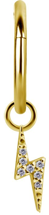 18K Solid Gold Charm - Crystal Lightning Bolt