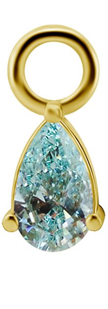 18K Solid Gold Charm - Teardrop Frosty Mint CZ