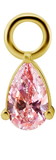 18K Solid Gold Charm - Teardrop Pink CZ