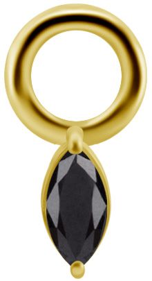 18K Solid Gold Charm - Marquise Black CZ 3 mm