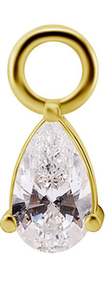 18K Solid Gold Charm - Teardrop White CZ 18K Solid Gold Charm - Teardrop White CZ