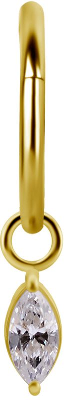18K Solid Gold Charm - Marquise White CZ 6 mm