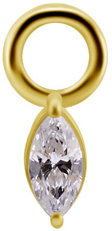 18K Solid Gold Charm - Marquise White CZ 4 mm
