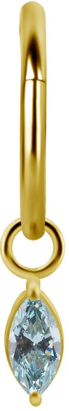 18K Solid Gold Charm - Marquise Frosty Mint CZ 6 mm