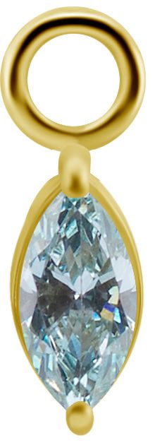 18K Solid Gold Charm - Marquise Frosty Mint CZ 6 mm 18K Solid Gold Charm - Marquise Frosty Mint CZ 6 mm