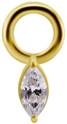 18K Solid Gold Charm - Marquise White CZ 3 mm